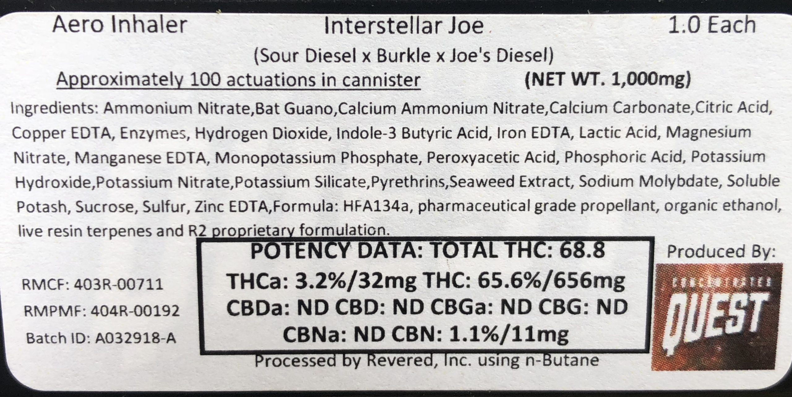 AeroInhaler Interstellar ingredients