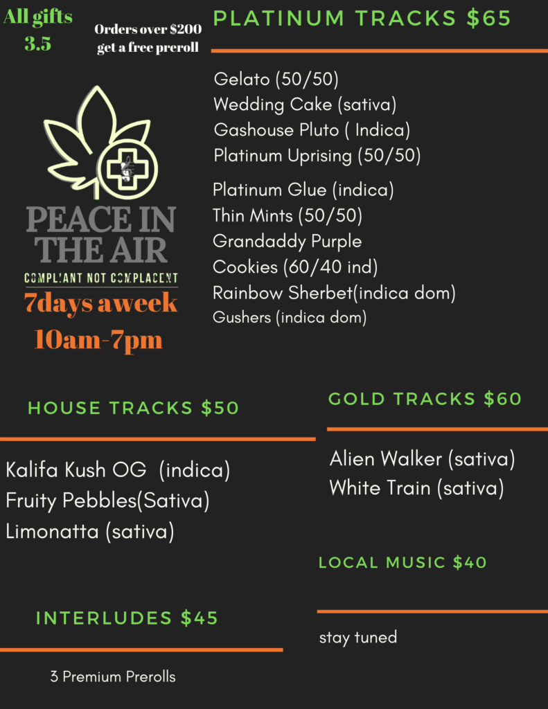 peace in the air dc weed menu July 20 2020